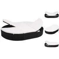 VidaXL Outdoor-Loungebett mit Kissen Poly Rattan Schwarz