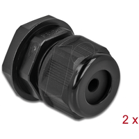 DeLock Kabelverschraubung PG13.5 für Rundkabel, schwarz, 2 Stück