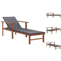 VidaXL Sonnenliege Poly Rattan und Massivholz Schwarz