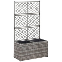 VidaXL Hochbeet mit Rankgitter 2 Töpfe 58×30×107cm Poly Rattan