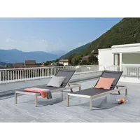 Beliani Gartenliege Schwarz Silber 198x64x93