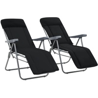 VidaXL Klappbare Gartenstühle mit Polstern 2 Stk. Schwarz