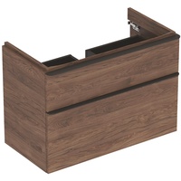 Geberit Smyle Square Waschtischunterschrank, 2 Schubladen Nussbaum hickory Melamin
