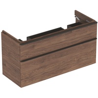 Geberit Smyle Square Waschtischunterschrank für Doppelwaschtisch 2 Schubladen, Nussbaum