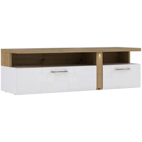 Forte TV-Unterschrank mit 2 Schubladen, Holzwerkstoff, Weiß mit Artisan