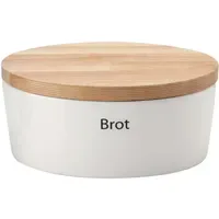 Continenta Brottopf mit Holzdeckel oval 30 cm weiß