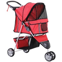 PawHut Hundewagen mit Gitternetz rot