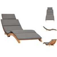 VidaXL Klappbare Sonnenliege mit Dunkelgrauer Auflage Massivholz Teak
