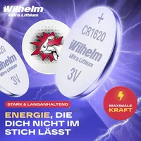 Wilhelm 2 x CR1620 CR 1620 WILHELM Lithium Knopfzelle