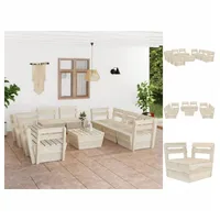 VidaXL 9-tlg. Garten-Paletten-Lounge-Set Imprägniertes Fichtenholz