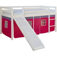 Homestyle4u Hochbett, Weiß, Pink, Holz, Kinder- & Jugendzimmer, Kindermöbel,