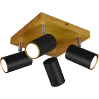 Trio Marley 4-flammig schwarz matt Holz