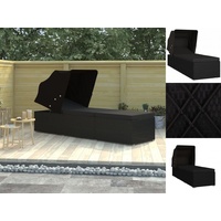 VidaXL Sonnenliege mit Sonnenschutz und Auflage Poly Rattan Schwarz