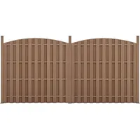 [neu.holz] WPC Gartenzaun mit Rundbogen (165-185)x376 cm Braun