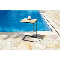 SonnenPartner Lounge-Beistelltisch Cambridge 40x30 cm anthrazit Teakholz Lounge-Tisch -