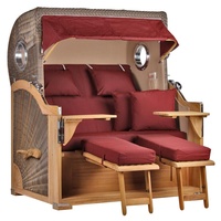 Mr. Deko Strandkorb Baltikum Bullauge Teak PE Grey Dessin