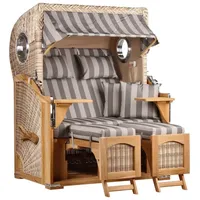 Mr. Deko Strandkorb Düne Bullauge Teak PE Shell Dessin