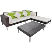 VidaXL Lounge Set 4-tlg. Polyrattan Auflagen cremeweiß braun