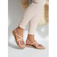 LASCANA Sandale Leder dekorativem Band rosa rosé