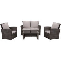 MeXo Polyrattan Lounge-Set 4-tlg. grau/hellgrau