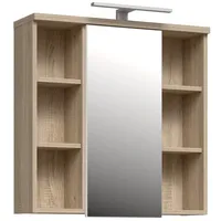 Forte Hängeschrank mit Spiegel und LED-Beleuchtung Weiß/Sonoma Eiche /