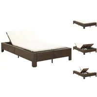 VidaXL 2-Personen-Sonnenliege mit Auflage Braun Poly Rattan