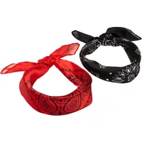 URBAN CLASSICS Unisex Satin Bandana 2-Pack Black/red, one size,Einheitsgröße