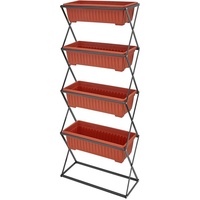 Tectake tectake® Vertikalbeet mit 4 Kästen 52x21x127cm - braun