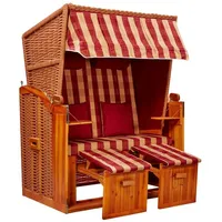 Intergrill Webavita Strandkorb 2-Sitzer Sophia Ostsee Rot Weiß kariert