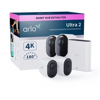 Arlo Kabelloses 4K-UHD-Überwachungssystem mit 2 Kamera Ultra 2 weiß