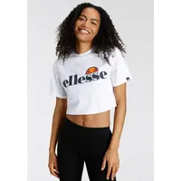 Ellesse Alberta Cropped Kurzarm-t-shirt Mit V-ausschnitt - White -