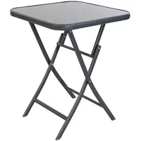 Mojawo Bistrotisch Klapptisch wetterfest Dunkelgrau Glas / Metall 60x60xH70cm