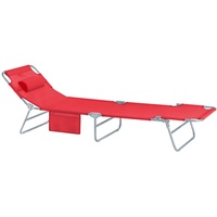 SoBuy Gartenliege mit Seitentasche Klappbar Metall Rot OGS35-R