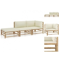 VidaXL 3-tlg. Garten-Lounge-Set mit Cremeweißen Kissen Bambus