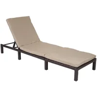 MCW Poly-Rattan Sonnenliege A51 Basic Braun Kissen Creme