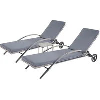 MCW Sonnenliege E27 2er-Set Grau Kissen Dunkelgrau