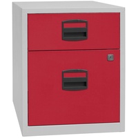 BISLEY Home Rollcontainer lichtgrau, kardinalrot 2 Auszüge 41,3 x