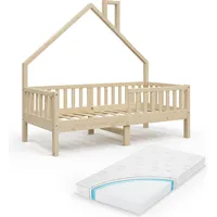 VitaliSpa Hausbett Noemi 80x160 cm mit Matratze natur
