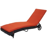 Mendler Sonnenliege HWC-D80, Gartenliege Relaxliege Liege, Poly-Rattan anthrazit, Kissen