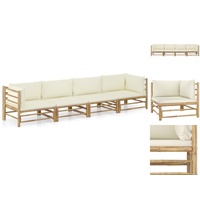 VidaXL 4-tlg. Garten-Lounge-Set mit Cremeweißen Kissen Bambus