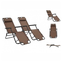 VidaXL Klappbare Sonnenliegen 2 Stk. mit Fußablage Braun