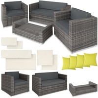 TecTake München Rattan Lounge grau