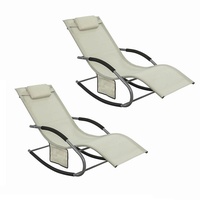 SoBuy Sonnenliege 2-er Set mit Tasche Garten Metall Kunstfasergewebe