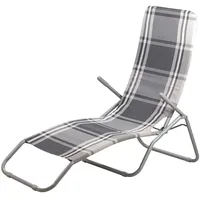 DEMA Sonnenliege Gartenliege Virginia Beach grau-kariert Relaxliege Strandliege