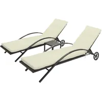 Mendler Sonnenliege 200 x 65 x 87 cm creme-beige