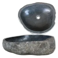 VidaXL Waschbecken Flussstein Oval (29-38)x(24-31) cm