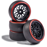 CARSON 500900157 1:10 Räderset Drift (4) schwarz/rot - Modellbauzubehör,
