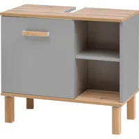 Schildmeyer Waschbeckenunterschrank Padua 148823, platingrau/Eiche Landhaus Dekor, 65,2 x