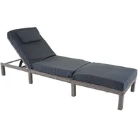 Mendler Poly-Rattan Sonnenliege HWC-A51, Relaxliege Gartenliege Liege Premium grau,
