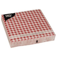 Papstar Servietten Vichy rot, 33x33 cm